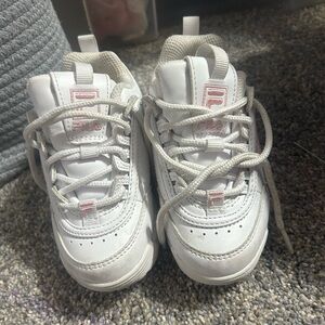 Fila Kids White and Pink Sneakers